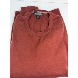 Banana Republic Pima Cotton Cashmere Sweater Dark Rust Suede Elbow Patches XL